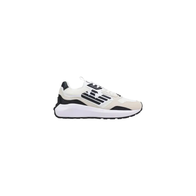 Ea7 Herren-Sneaker, weiß und schwarz, sportlicher Sneaker mit strukturiertem Polyurethan-Obermaterial und klobiger weißer Sohle, Frühjahr/Sommer-Kollektion