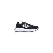 Ea7 Weiße Herren-Sneaker aus Polyurethan zeichnen sich durch ein sportliches Design in Schwarz und Weiß mit Mesh-Obermaterial und einer robusten Gummisohle aus.
