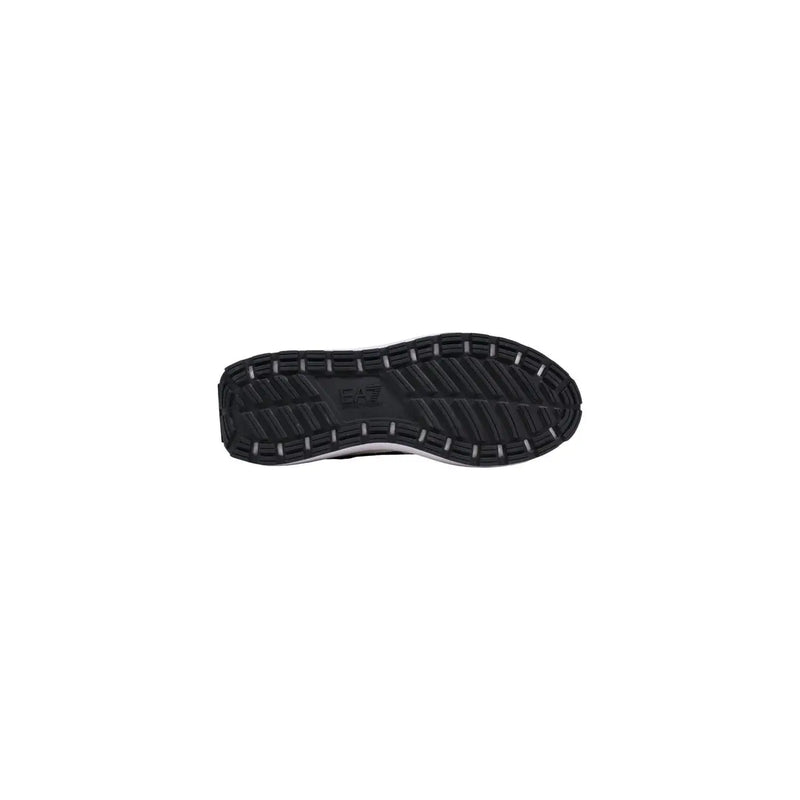 Black rubber sole with textured tread and white accents featuring embossed ea7 logo on ea7 men sneakers white polyurethane