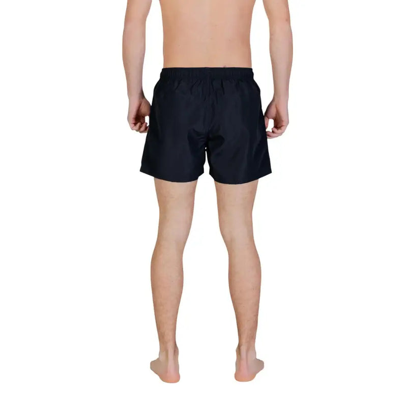 Schwarze ea7 Herren-Badeshorts aus Polyester mit Taschen, elegantem Design und elastischem Bund