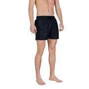 Ea7 Schwarze Herren-Badehose aus Polyester mit elastischem Bund, Kordelzug und Taschen für den Freizeitgebrauch