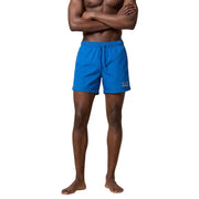 Hellblaue ea7 Herren-Badeshorts aus Polyester mit Kordelzugbund und Logo am linken Bein