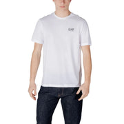 Ea7 men t-shirt in white cotton with a subtle black logo on the left chest for casual wear