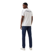Ea7 weißes Kurzarmhemd für Herren t-shirt Rückseite mit dem Aufdruck „Italia“ in schwarzen Großbuchstaben