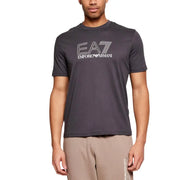 Dunkelgraues Kurzarmhemd ea7 Emporio Armani Herren t-shirt mit weißem Logo auf der Brust für Freizeitkleidung
