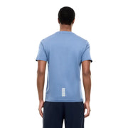 Ea7 Herren-T-Shirt, hellblau, kurzärmelig, aus Baumwolle mit dezentem weißen Längsstreifen im unteren Rückenbereich