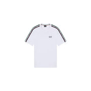 Weiße ea7 Emporio Armani Herrenschuhe t-shirt mit gestreiften Schulterakzenten und kurzen Ärmeln für lässige Kleidung