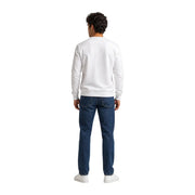 Ea7 Weißes Herren-Sweatshirt aus Baumwolle mit Rundhalsausschnitt, langen Ärmeln, gerippten Bündchen und normaler Passform