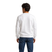 Ea7 Weißes Herren-Sweatshirt aus Baumwolle mit langen Ärmeln, gerippten Bündchen, Rundhalsausschnitt und normaler Passform