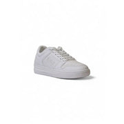 Ea7 Weiße Herren-Sneaker mit Schnürsenkeln und Gummisohle in klarem, minimalistischem Design mit dezentem Markenlogo an der Seite.