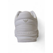 Ea7 men white leather sneakers with laces and rubber sole featuring subtle stitching and a minimalist design