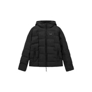 Ea7 Schwarze Steppjacke für Herren mit Kapuze, Frontreißverschluss und ea7-Logo auf der Brust, Vorderansicht