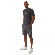 Ea7 Emporio Armani Athletic t-shirt und graue Herrenshorts mit weißem Logo, Vorderansicht