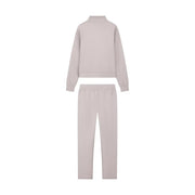 Ea7 Beigefarbenes zweiteiliges Loungewear-Set aus Baumwollmischgewebe für Damen, bestehend aus einem Sweatshirt mit hohem Kragen und einer schmal zulaufenden Hose, für Herbst und Winter