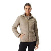 Ea7 Beige Damen-Winterjacke aus Polyester mit gestepptem Daunen-Design und Kapuze für kaltes Wetter