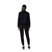Ea7 Schwarzes Damen-Sweatshirt und Jogginghose aus Baumwolle mit Stehkragen, passendes Freizeit- und Sportoutfit