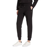 Ea7 Schwarzer Damen-Overall aus Baumwolle mit Rollkragen, weicher, dehnbarer schwarzer Jogginghose und dezentem Logo am Oberschenkel