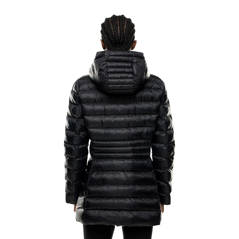 Ea7 Schwarze Damen-Winterjacke aus Polyester mit Kapuze, Steppdesign und Daunenjacke für kaltes Wetter