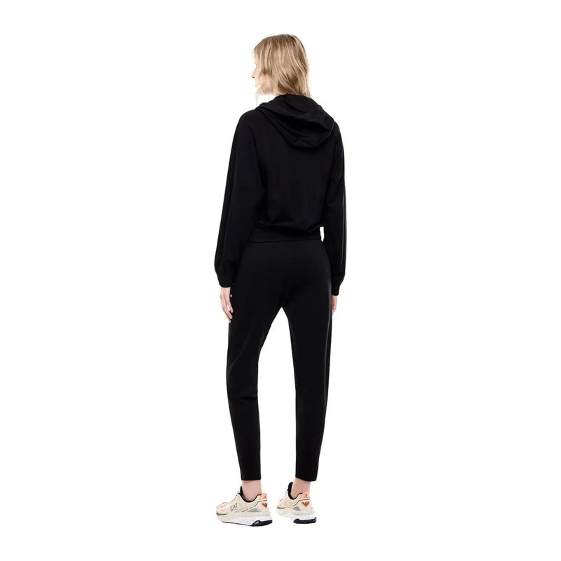 EA7 Damen-Baumwoll-Sweatshirt in Schwarz und passende Jogginghose – Set für den Herbst