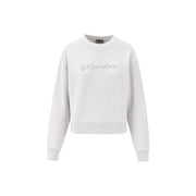 Weißes Emporio Armani EA7 Sweatshirt mit dezenter silberner Stickerei auf der Brust aus grauem Baumwollstoff