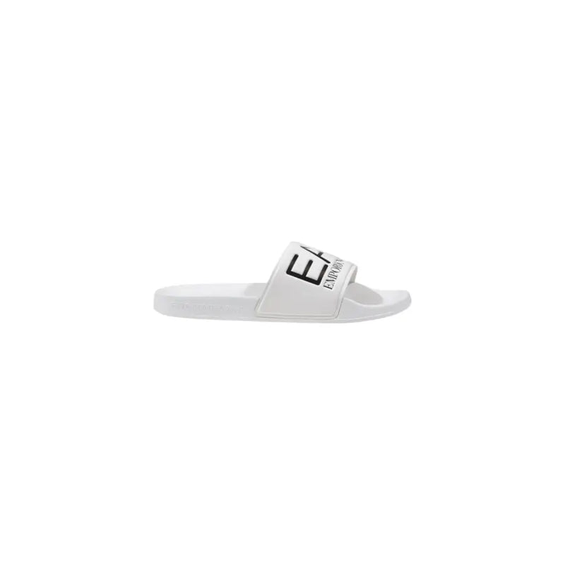 Ea7 Weiße Damen-Sandalen zum Hineinschlüpfen mit schwarzem Emporio Armani Logo für Frühling/Sommer