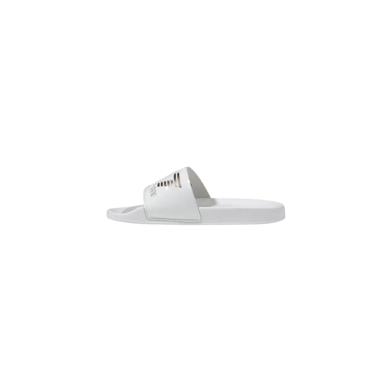 Ea7 women slip-on white rubber slide sandal with minimalist design and subtle branding for spring summer use