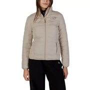 Ea7 Beige Damen-Steppjacke mit langem Rollkragen