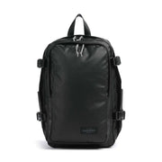 Schwarzer Eastpak Herrenrucksack aus Polyamid mit elegantem, mattem Finish und silberfarbenen Reißverschlüssen, Größe 40x25x20