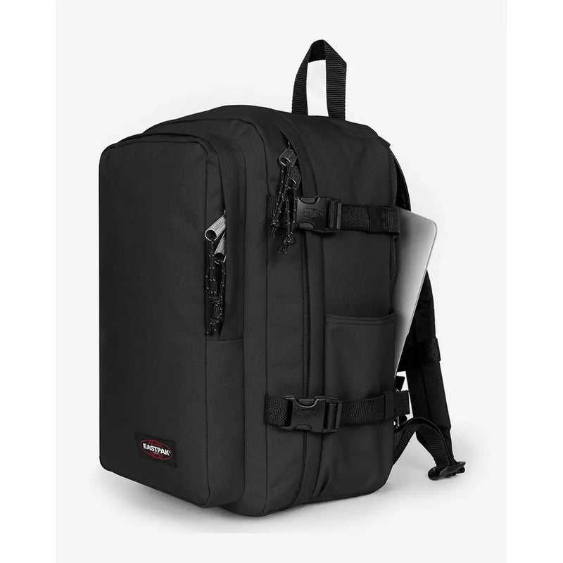 Schwarzer Eastpak Herrenrucksack aus Polyamid mit mehreren Reißverschlüssen und verstellbaren Gurten, Größe 40x25x20