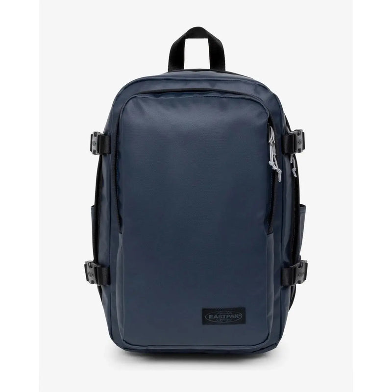 Schwarzer Eastpak Herrenrucksack aus dunkelblauem Polyamid mit schwarzen Riemen und Reißverschlüssen, Größe 40x25x20
