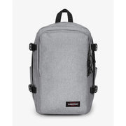 Eastpak Herrenrucksack, schwarz, aus grau meliertem Polyamid mit schwarzen Riemen und Schnallen, Größe 40 x 25 x 20 cm