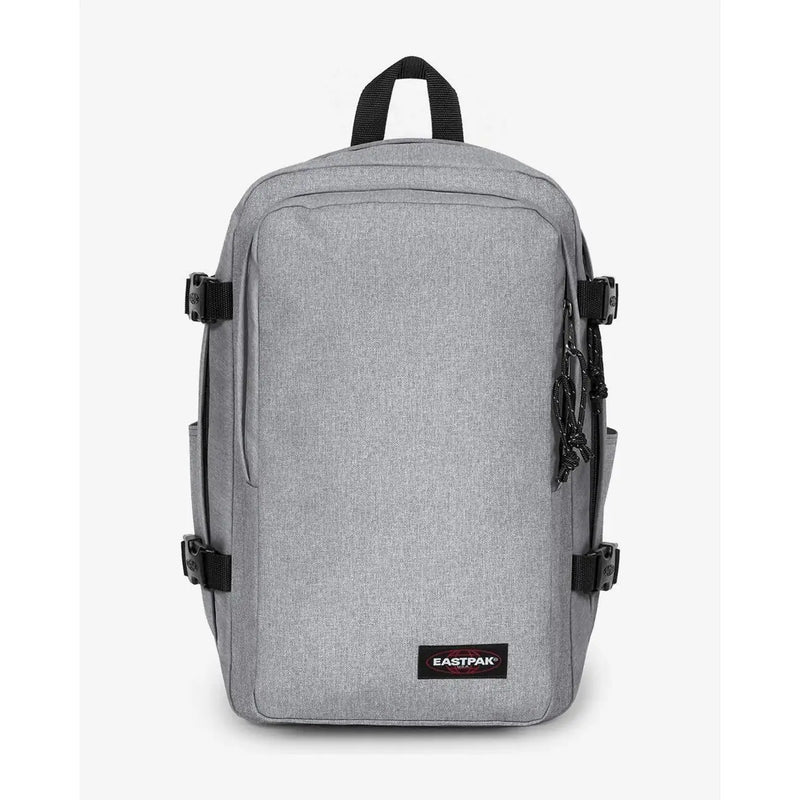Eastpak Herrenrucksack, schwarz, aus grau meliertem Polyamid mit schwarzen Riemen und Schnallen, Größe 40 x 25 x 20 cm