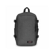 Grauer, strukturierter Eastpak Herrenrucksack mit schwarzen Reißverschlüssen und Schnallen aus Polyamid, Größe 40x25x20