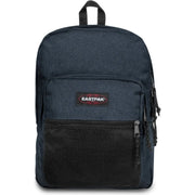 Dunkelblauer Eastpak Herrenrucksack aus strukturiertem Polyestergewebe mit schwarzer Netz-Vordertasche und Reißverschlussanhängern, 42 x 32 x 25,5 cm