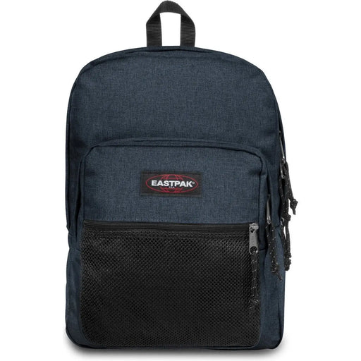Dunkelblauer Eastpak Herrenrucksack aus strukturiertem Polyestergewebe mit schwarzer Netz-Vordertasche und Reißverschlussanhängern, 42 x 32 x 25,5 cm