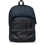 Eastpak Herren-Rucksack aus blauem Polyester mit dunkelblauem, strukturiertem Stoff, schwarzem Innenfutter und Netz-Reißverschlusstaschen