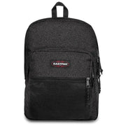 Schwarzer, glitzernder Eastpak-Herrenrucksack mit Netz-Vordertasche und Reißverschlussanhängern aus Polyester, 42 x 32 x 25,5 cm