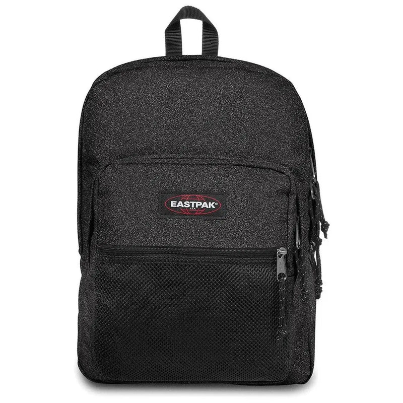 Schwarzer, glitzernder Eastpak-Herrenrucksack mit Netz-Vordertasche und Reißverschlussanhängern aus Polyester, 42 x 32 x 25,5 cm