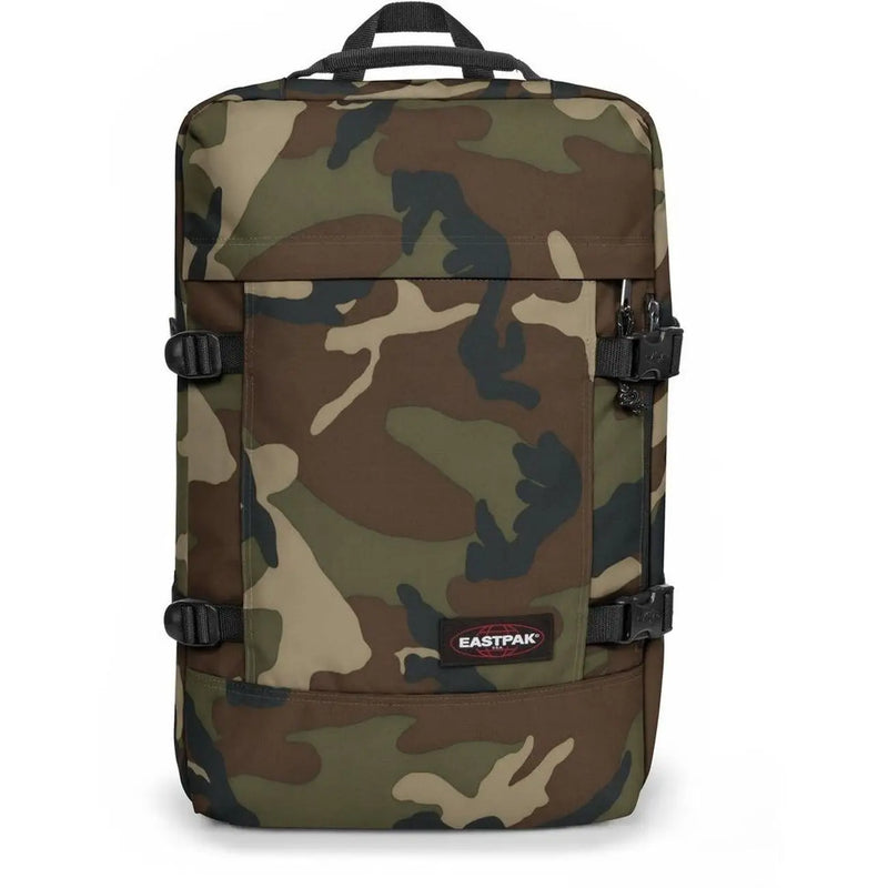 Eastpak Herren-Rucksack aus lila Polyester mit Tarnmuster, schwarzen Gurten und Reißverschlüssen für vielseitige Einsatzmöglichkeiten
