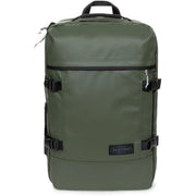 Eastpak Herren-Rucksack aus lila Polyester mit Taschen und ein olivgrüner Rucksack mit schwarzen Reißverschlüssen und Riemen