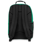 Schwarzer und grüner Eastpak Herrenrucksack mit gepolsterten Schultergurten, seitlicher Netztasche und Polyamid-Reißverschlusstasche (29 x 44 x 28 cm).