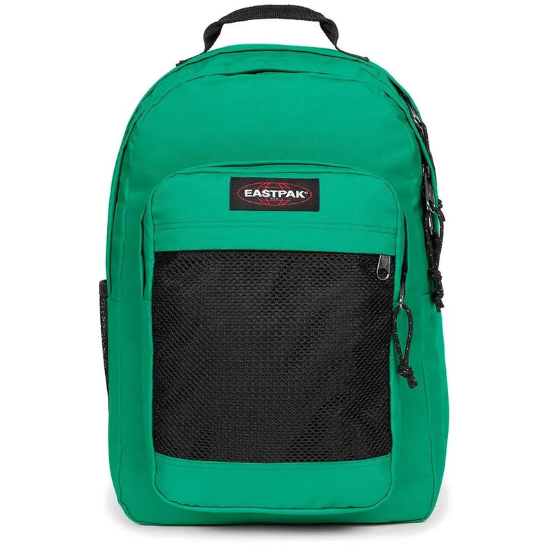 Eastpak Herrenrucksack aus leuchtend grünem Polyamid mit schwarzer Netz-Vordertasche und kontrastierenden schwarzen Tragegurten