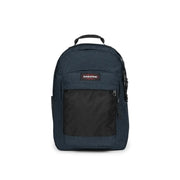 Dunkelblauer Eastpak Herrenrucksack mit schwarzer Netz-Vordertasche und dezent strukturiertem Polyamidgewebe, 29 x 44 x 28 cm