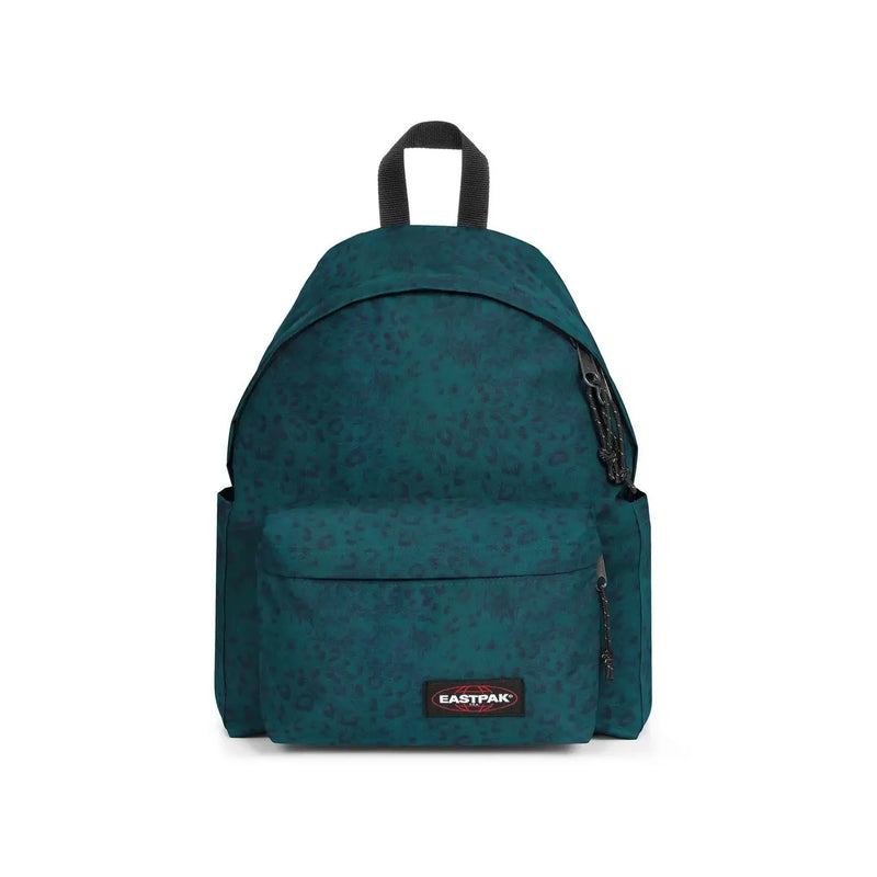 Eastpak Herrenrucksack in Türkis mit Leopardenmuster aus grünem Polyamid mit schwarzen Reißverschlüssen und Tragegriff, 40 x 30 x 18 cm