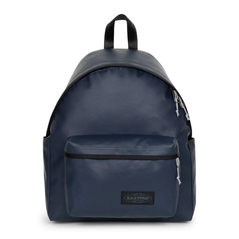 Marineblauer Eastpak Herrenrucksack mit schwarzem Besatz, silbernen Reißverschlüssen und grüner Polyamid-Reißverschlusstasche, 40 x 30 x 18 cm