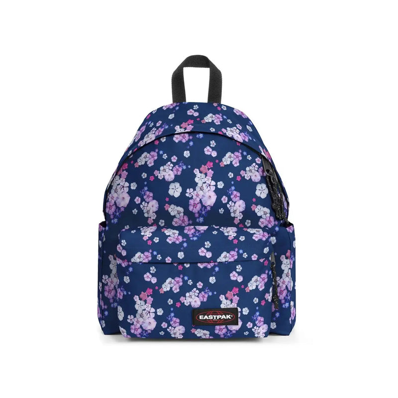 Marineblauer Eastpak Herrenrucksack mit rosa-weißem Blumenmuster aus Polyamid, mit Reißverschlusstasche, 40 x 30 x 18 cm