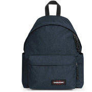Dunkelblauer, strukturierter Eastpak-Herrenrucksack mit schwarzen Reißverschlüssen top Griff, grüne Polyamid-Reißverschlusstasche, 40 x 30 x 18