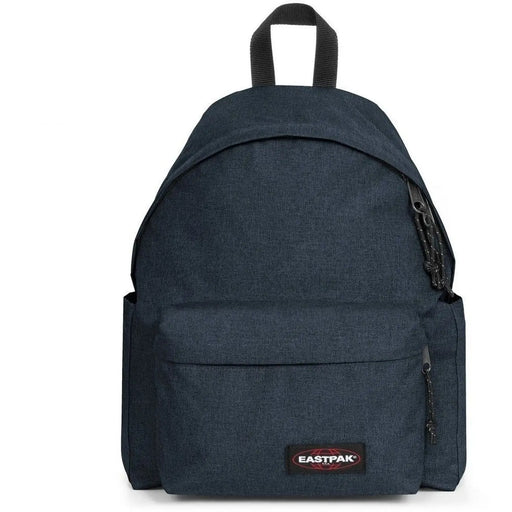 Dark blue textured eastpak men rucksack with black zippers top handle green polyamide zip pocket 40x30x18