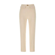 Elisabetta Franchi beige polyester women’s trousers, cream tailored straight-leg cut