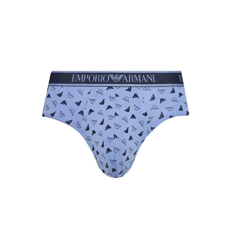 Light blue emporio armani men’s briefs with black and white eagle logos for fall winter underwear collection